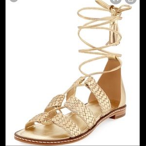 Michael Kors gold lace up gladiator sandals size 5.5